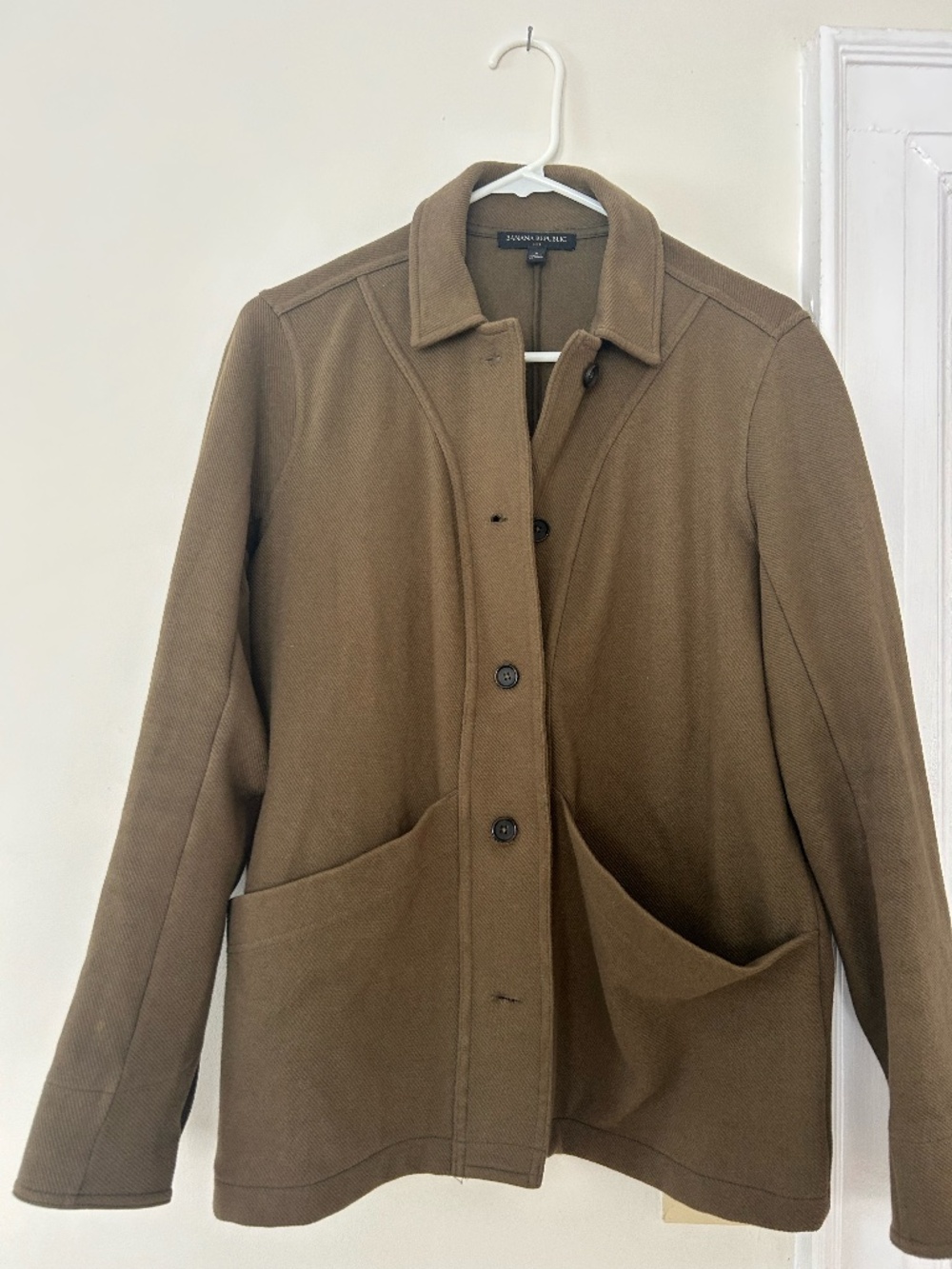 Banana Republic Olive Textured Knit Button Utility Chore Jacket S